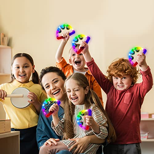 Aywewii LED Tambourines 6 Pack - Glow in The Dark Party Supplies, Light Up Toys Musical Instruments for Kids & Adults, Autism Sensory Toys, Birthday Gifts for Boys & Girls