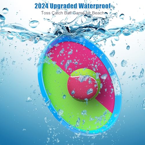 Aywewii Toss and Catch Ball Set Game Kids Outdoor Toys for Beach Pool Yard, Birthday Gift for Boy Girl Ages 3 4 5 6 7 8-12 Year Old, Outside Family Party Camping Games, 6 Paddles 3 Balls & Carry Bag