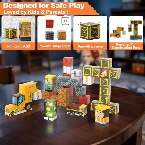 Aywewii Travel Magnetic Blocks 45 PCS Travel Games for Kids Ages 3-5, Magnet Building Cubes STEM Learning Set with Iron Case - Portable Building Toys for Boys and Girls