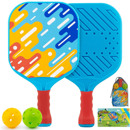 Outdoor Toys for Kids Pickleball Paddles - Outside Beach Yard Games Toy for Kid Ages 4-5-6-7-8-12 Year Old Boys & Girls Gifts, Balls Set of 2, Lightweight & Durable Grip for Small Hands, Beginner