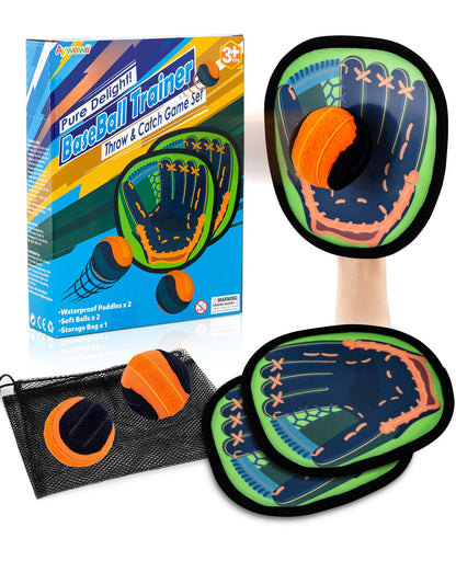 Toss and Catch Ball Game - Baseball Glove Style - Outdoor & Indoor Sports Toys for Toddler & Kids - Great Outside Games for Yard, Lawn, Beach, Pool - Toys & Gifts for 3 4 5 6-8 Year Old Boys Girls