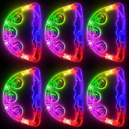 Aywewii LED Tambourines 6 Pack - Glow in The Dark Party Supplies, Light Up Toys Musical Instruments for Kids & Adults, Autism Sensory Toys, Birthday Gifts for Boys & Girls