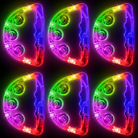 Aywewii LED Tambourines 6 Pack - Glow in The Dark Party Supplies, Light Up Toys Musical Instruments for Kids & Adults, Autism Sensory Toys, Birthday Gifts for Boys & Girls