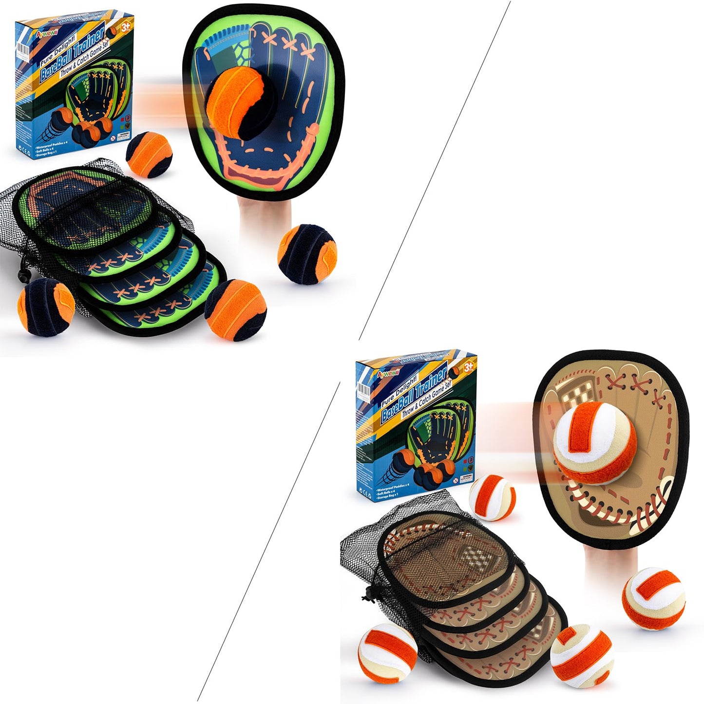 Aywewii Soft Toss and Catch Ball Set Kids Toys Games Gifts for 3 4 5 6 7 8 9 10 Year Old Boys Girls Stocking Stuffers