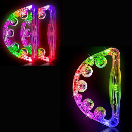 Aywewii LED Tambourine, Light Up Toys Handheld Musical Flashing Tamborine Autism Toys Party Supplies for Thanksgiving Christmas Anniversaries Gifts For Kids Adults Teens(Four Colors are Randomly Sent)
