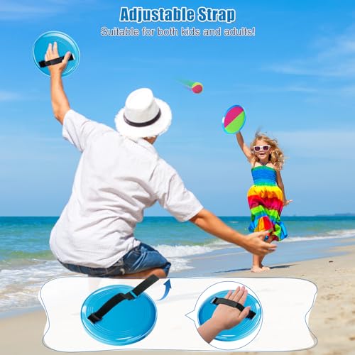 Aywewii Toss and Catch Ball Set Game Kids Outdoor Toys for Beach Pool Yard, Birthday Gift for Boy Girl Ages 3 4 5 6 7 8-12 Year Old, Outside Family Party Camping Games, 6 Paddles 3 Balls & Carry Bag
