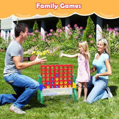 Aywewii 1.9 FT Giant 4-in-A-Row Connect Game 4-to-Score Jumbo Yard Games, Indoor Outdoor Games for Kids, Family Games for Kids and Adults, Tabletop Board Game, Birthday Gift for Boys & Girls