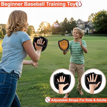 Aywewii Toss and Catch Ball Set Beginner Baseball Training Gloves Beach/Pool Toys Outdoor/Backyard Games for Toddlers and Kids Ages 3-8 Fun Gift for Boys and Girls (Black, 2 Paddles & 2 Balls)
