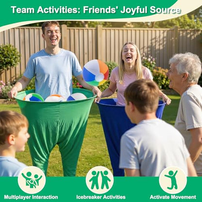 Instant Laughs Granny Pants Yard Game, Oversized Outdoor Party Tossing Easter Games for Adults, Teens & Family - Backyard, BBQ, Birthday, Beach & Team Building Fun Gift Toy with 10 Bouncy Balls & Pump