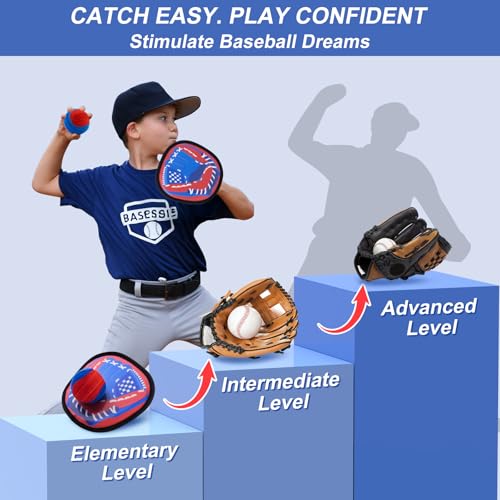 Toss and Catch Ball Game - Baseball Glove Style - Outdoor & Indoor Sports Toys for Toddler & Kids - Great Outside Games for Yard, Lawn, Beach, Pool - Toys & Gifts for 3 4 5 6-8 Year Old Boys Girls