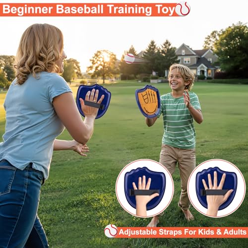 Aywewii Toss and Catch Ball Set Beginner Baseball Training Gloves Beach/Pool Toys Outdoor/Backyard Games for Toddlers and Kids Ages 3-8 Fun Gift for Boys and Girls (Dark Blue, 2 Paddles & 2 Balls)