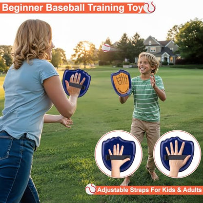 Aywewii Toss and Catch Ball Set Beginner Baseball Training Gloves Beach/Pool Toys Outdoor/Backyard Games for Toddlers and Kids Ages 3-8 Fun Gift for Boys and Girls (Dark Blue, 2 Paddles & 2 Balls)