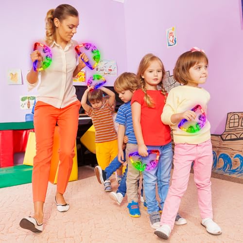 Aywewii LED Tambourines 6 Pack - Glow in The Dark Party Supplies, Light Up Toys Musical Instruments for Kids & Adults, Autism Sensory Toys, Birthday Gifts for Boys & Girls