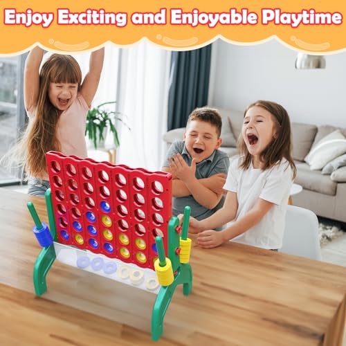 Aywewii 1.9 FT Giant 4-in-A-Row Connect Game 4-to-Score Jumbo Yard Games, Indoor Outdoor Games for Kids, Family Games for Kids and Adults, Tabletop Board Game, Birthday Gift for Boys & Girls