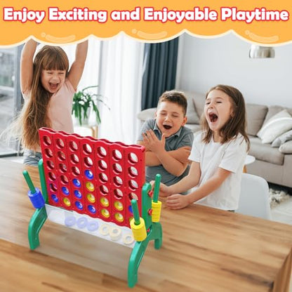 Aywewii 1.9 FT Giant 4-in-A-Row Connect Game 4-to-Score Jumbo Yard Games, Indoor Outdoor Games for Kids, Family Games for Kids and Adults, Tabletop Board Game, Birthday Gift for Boys & Girls