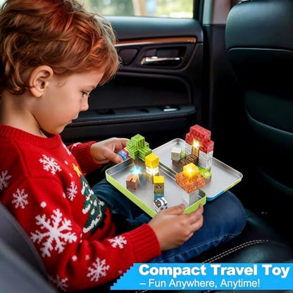 Aywewii Magnetic Blocks 45 PCS Travel Toys for Kids Ages 3-5, Toddler Magnetic Building Cubes STEM Learning Set with Iron Case - Portable Building Toys Gift for Boys and Girls (Farm Edition 1)