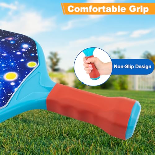 Outdoor Toys for Kids Pickleball Paddles - Outside Beach Yard Games Toy for Kid Ages 4-5-6-7-8-12 Year Old Boys & Girls Gifts, Balls Set of 2, Lightweight & Durable Grip for Small Hands, Beginne