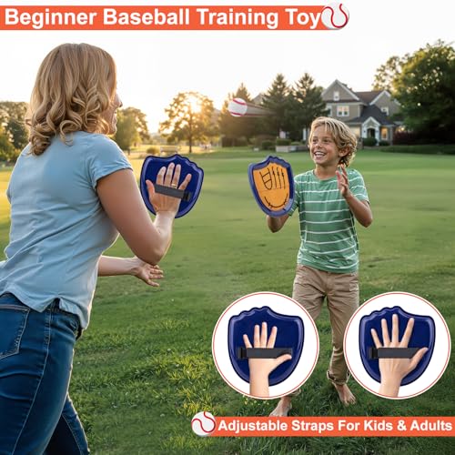 Aywewii Toss and Catch Ball Set Beginner Baseball Training Gloves Beach/Pool Toys Outdoor/Backyard Games for Toddlers and Kids Ages 3-8 Fun Gift for Boys and Girls (Dark Blue, 4 Paddles & 4 Balls)