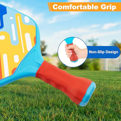 Outdoor Toys for Kids Pickleball Paddles - Outside Beach Yard Games Toy for Kid Ages 4-5-6-7-8-12 Year Old Boys & Girls Gifts, Balls Set of 2, Lightweight & Durable Grip for Small Hands, Beginner