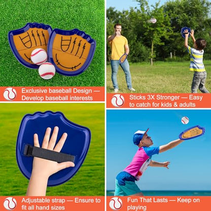Aywewii Toss and Catch Ball Set Beginner Baseball Training Gloves Beach/Pool Toys Outdoor/Backyard Games for Toddlers and Kids Ages 3-8 Fun Gift for Boys and Girls (Dark Blue, 2 Paddles & 2 Balls)