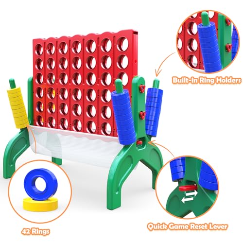 Aywewii 1.9 FT Giant 4-in-A-Row Connect Game 4-to-Score Jumbo Yard Games, Indoor Outdoor Games for Kids, Family Games for Kids and Adults, Tabletop Board Game, Birthday Gift for Boys & Girls