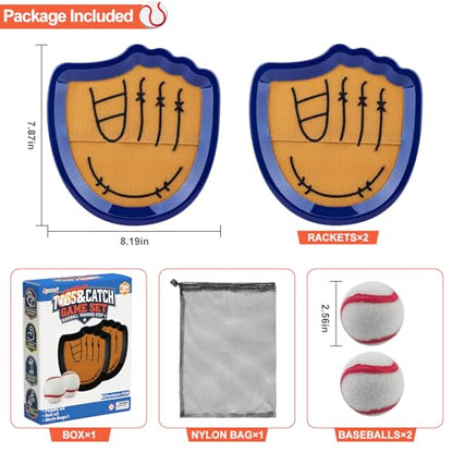 Aywewii Toss and Catch Ball Set Beginner Baseball Training Gloves Beach/Pool Toys Outdoor/Backyard Games for Toddlers and Kids Ages 3-8 Fun Gift for Boys and Girls (Dark Blue, 2 Paddles & 2 Balls)