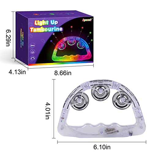 Aywewii LED Tambourine, Light Up Toys Handheld Musical Flashing Tamborine Autism Toys Party Supplies for Thanksgiving Christmas Anniversaries Gifts For Kids Adults Teens(Four Colors are Randomly Sent)