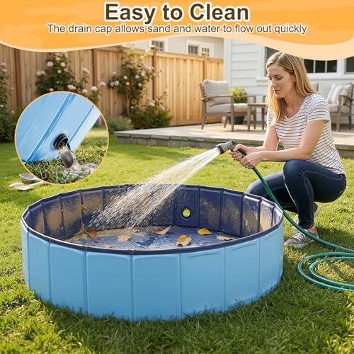 Aywewii Sandbox 48'' Extra Large Foldable Sand Box for Kids Ages 3-8, Portable Sand Pit for Indoor Outdoor Yard Park Camping Beach Toys, Easy Setup with Carry Bag & Drain Cap, Gifts for Boys & Girls
