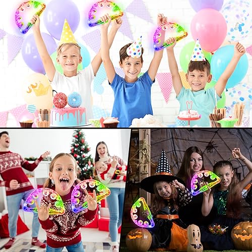 Aywewii LED Tambourine, Light Up Toys Handheld Musical Flashing Tamborine Autism Toys Party Supplies for Thanksgiving Christmas Anniversaries Gifts For Kids Adults Teens(Four Colors are Randomly Sent)